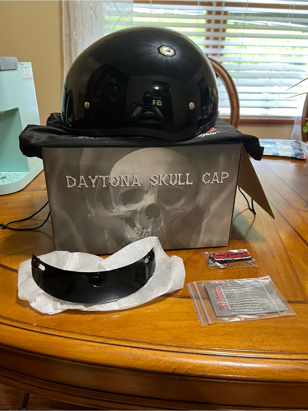 Daytona Skull Cap Half Helmet - Glossy Black